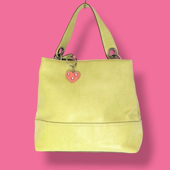 🍉EUC Leather Lime-Green Y2K Shoulder Bag by Tommy Hilfiger - Picture 2 of 12